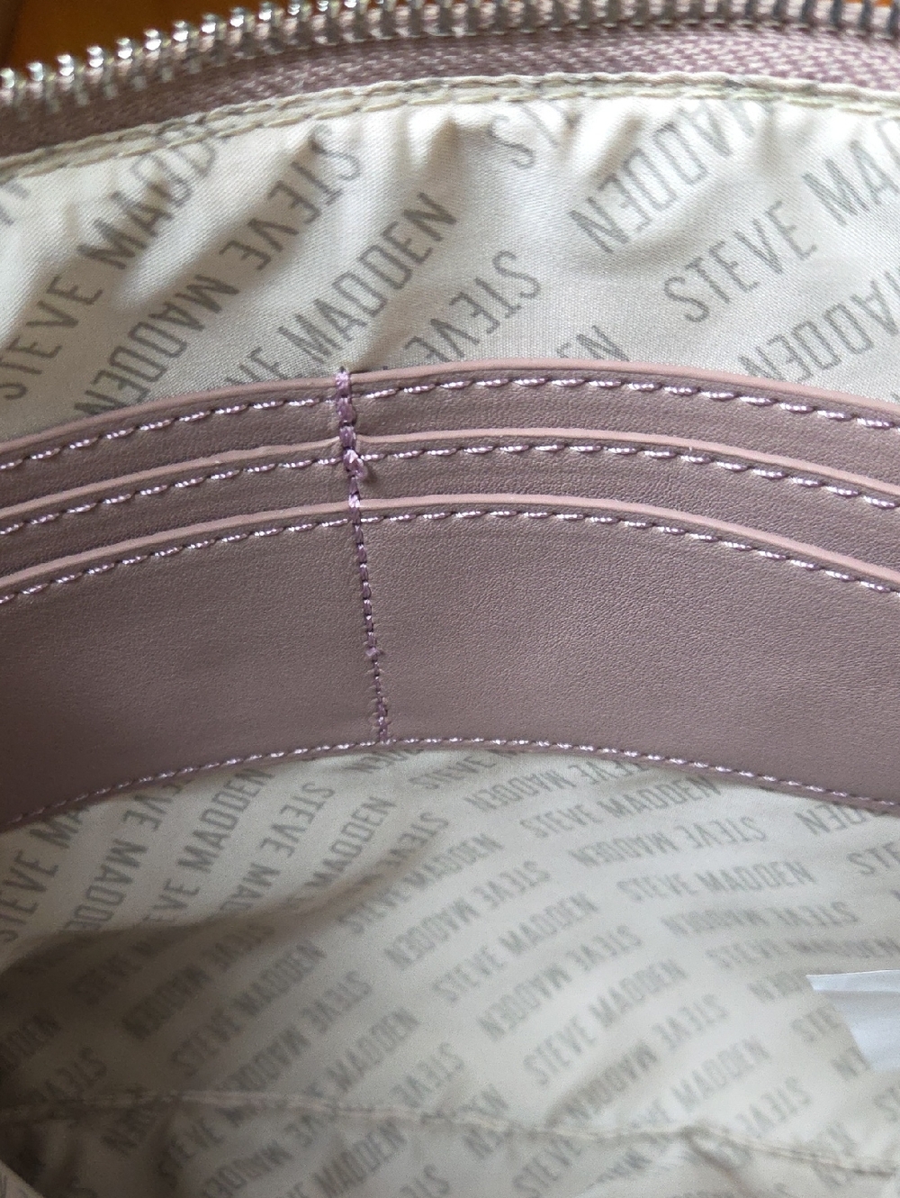 STEVE MADDEN NWT Mauve Clutch Purse Wristlet Bmalina Stitched With Gold Hardware - Picture 6 of 13